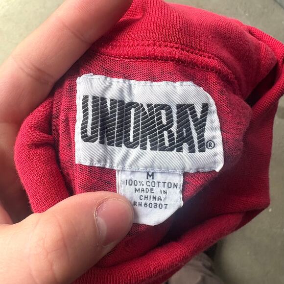 VVINTAGE Unionbay Y2K Red Black Contrast Patch Striped Turtleneck Medium 90s y2k - Picture 2 of 3